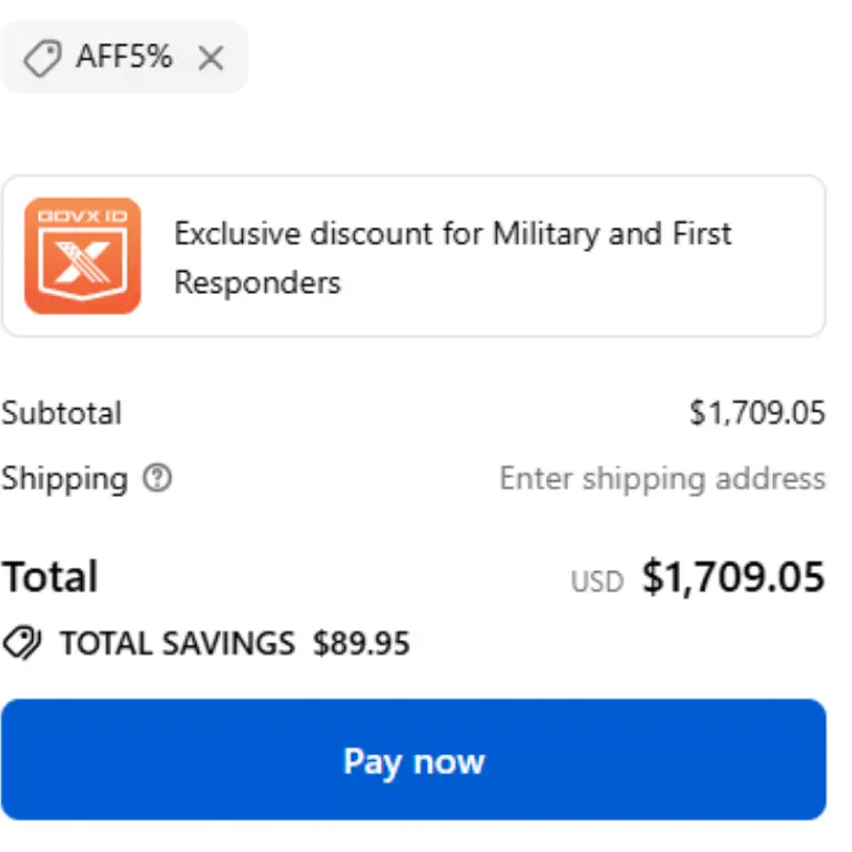 BLUETTI order total updated after applying a coupon code on mobile checkout