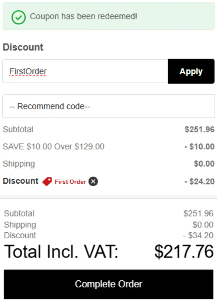 Cotosen order total updated after applying a coupon code on mobile checkout