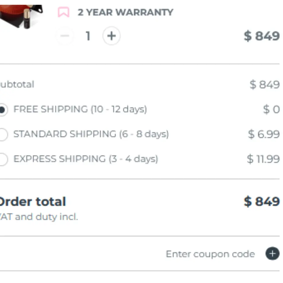 Promo code box on the FOREO checkout page on mobile