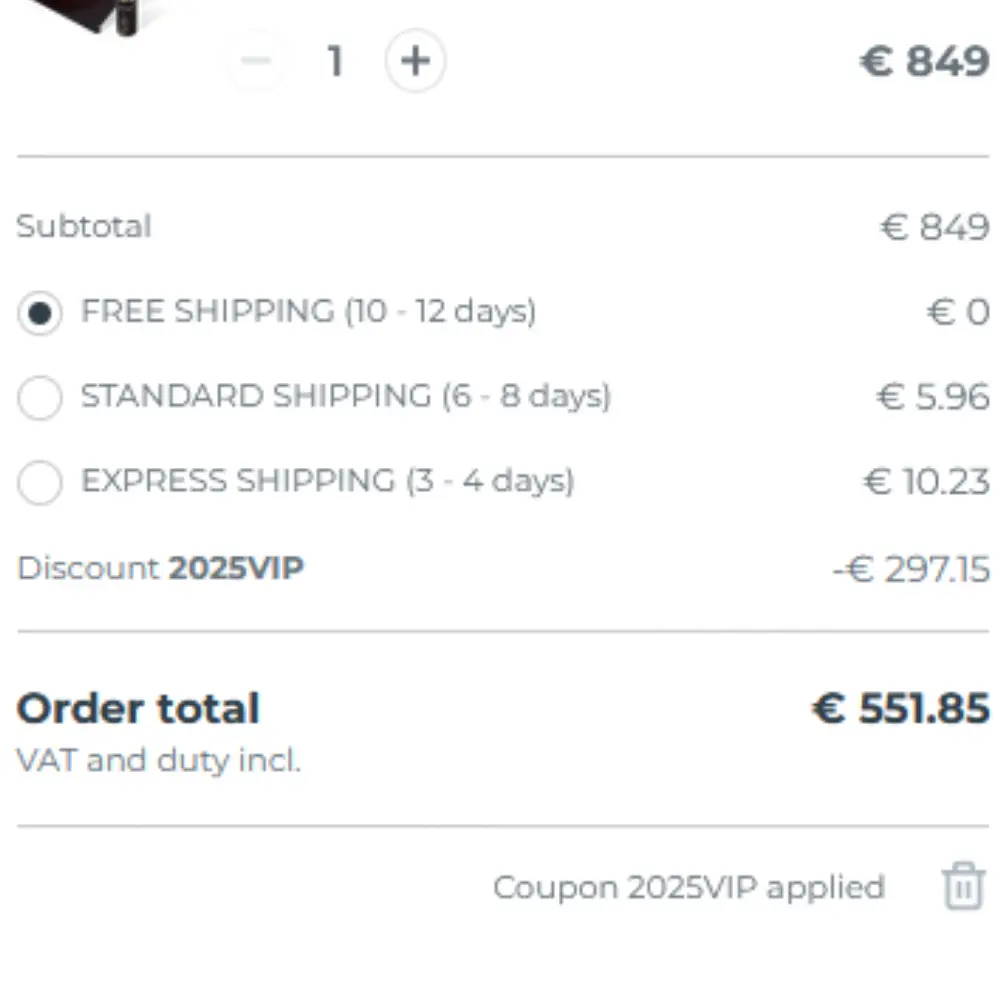 FOREO order total updated after applying a coupon code on mobile checkout